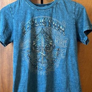 Y2k Rhinestones Sparkly  Affliction T Bedazzled Open Back Women’s Size Medium